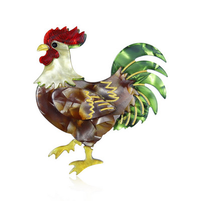 Prilagođeni ručno izrađeni živopisni arcilni broševi pijetla s velikim repom za žene Dizajnerski uniseks uredski broševi za pileće zabave Pokloni