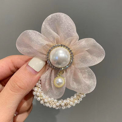 Scrunchies de păr cu perle Cravate de frânghie de modă coreeană Benzi elastice de cauciuc Suport pentru coadă de cal Fete Accesorii de păr de vară pentru femei 2022