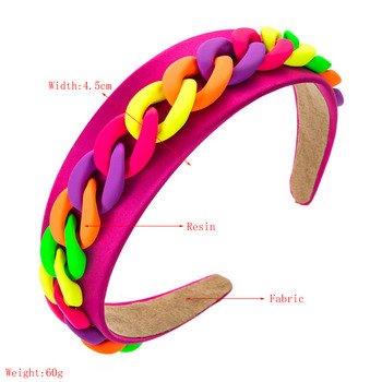 Модни дизайнерски ленти за глава, широки шапки с бонбонени цветове Личностни вериги, ленти за коса, барокова лента за глава, аксесоари за коса за жени, нови