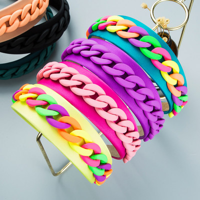 Divattervező Fejpántok Wide Candy Color Fejfedők Personality Lánc Hajpántok Barokk Fejpánt Haj Kiegészítők Női Új