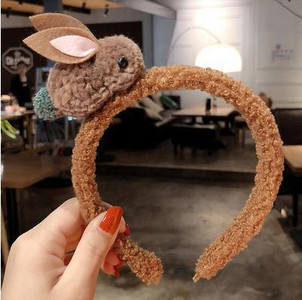 Bentite drăguțe de iepure din lână de iarnă pentru femei Bentite de păr din pluș Scrunchies coreeană Kawaii Ace accesorii de păr pentru fete