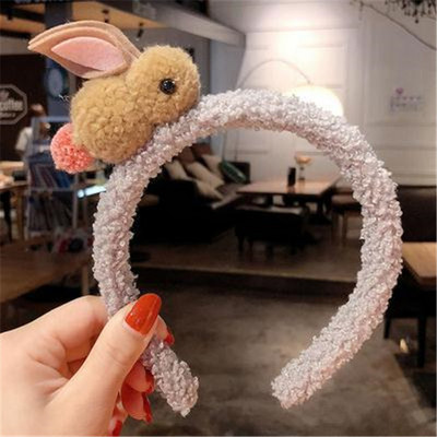 Bentite drăguțe de iepure din lână de iarnă pentru femei Bentite de păr din pluș Scrunchies coreeană Kawaii Ace accesorii de păr pentru fete