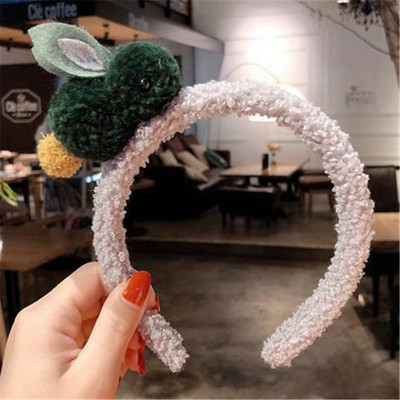 Bentite drăguțe de iepure din lână de iarnă pentru femei Bentite de păr din pluș Scrunchies coreeană Kawaii Ace accesorii de păr pentru fete