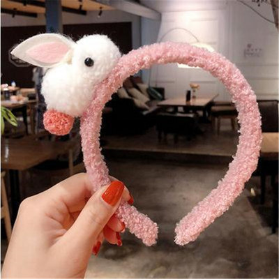 Bentite drăguțe de iepure din lână de iarnă pentru femei Bentite de păr din pluș Scrunchies coreeană Kawaii Ace accesorii de păr pentru fete