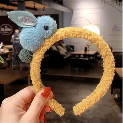Bentite drăguțe de iepure din lână de iarnă pentru femei Bentite de păr din pluș Scrunchies coreeană Kawaii Ace accesorii de păr pentru fete