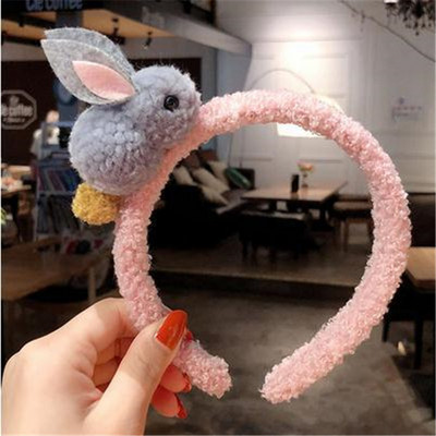 Bentite drăguțe de iepure din lână de iarnă pentru femei Bentite de păr din pluș Scrunchies coreeană Kawaii Ace accesorii de păr pentru fete