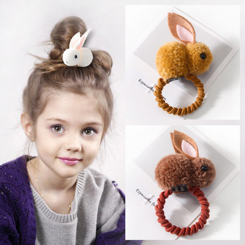 Bentite drăguțe de iepure din lână de iarnă pentru femei Bentite de păr din pluș Scrunchies coreeană Kawaii Ace accesorii de păr pentru fete