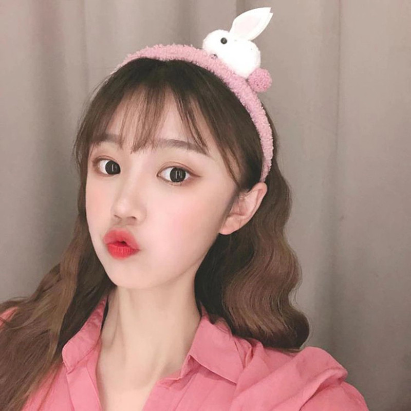 Bentite drăguțe de iepure din lână de iarnă pentru femei Bentite de păr din pluș Scrunchies coreeană Kawaii Ace accesorii de păr pentru fete