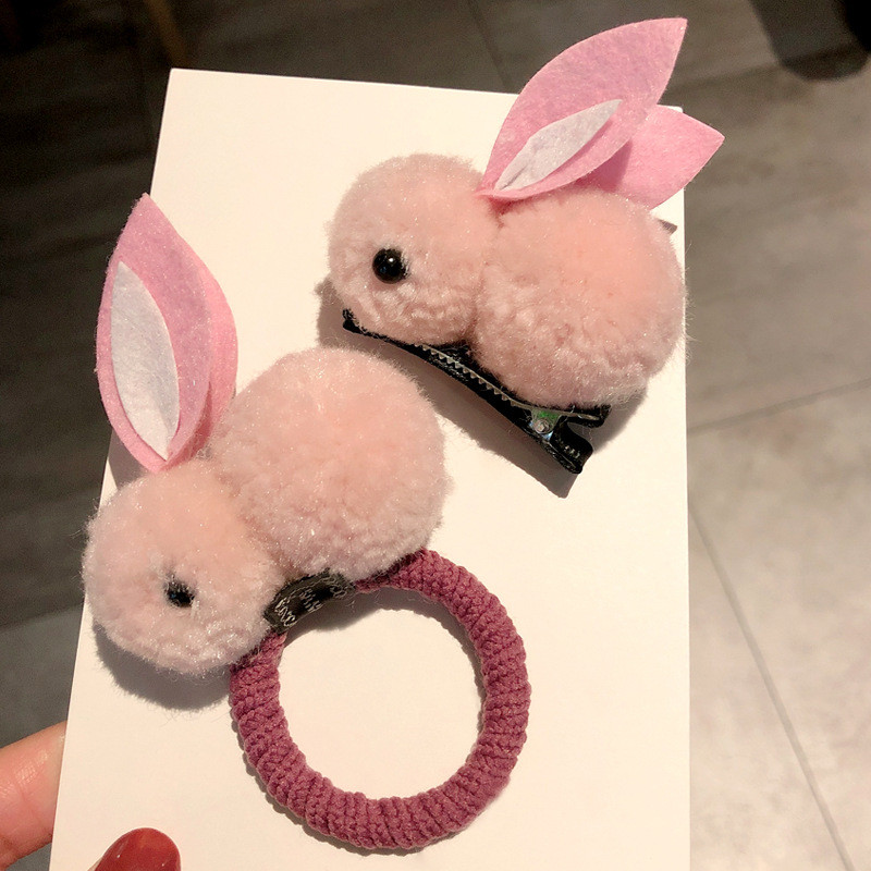 Bentite drăguțe de iepure din lână de iarnă pentru femei Bentite de păr din pluș Scrunchies coreeană Kawaii Ace accesorii de păr pentru fete