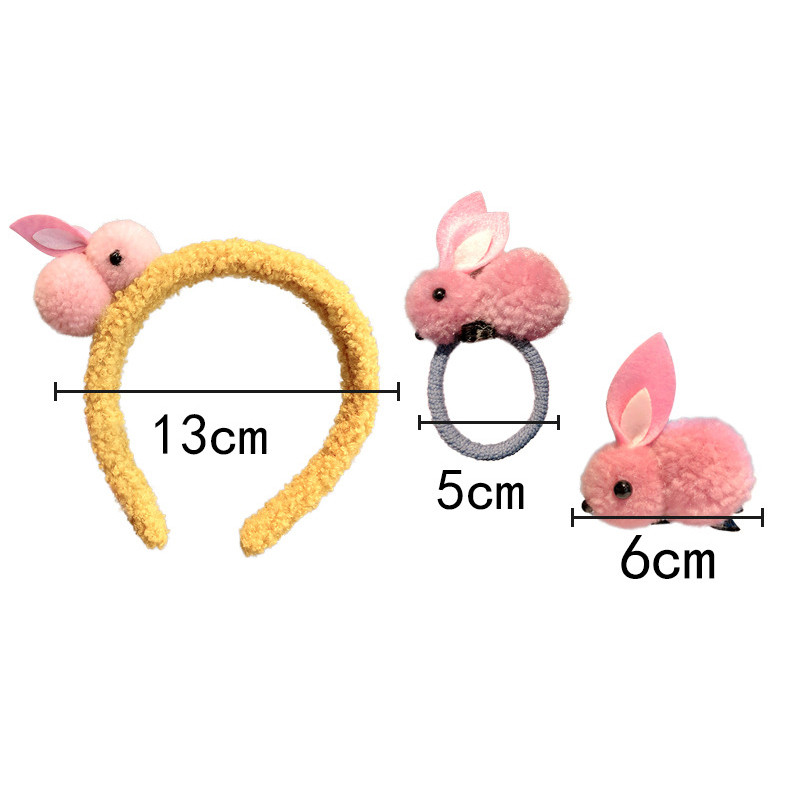 Bentite drăguțe de iepure din lână de iarnă pentru femei Bentite de păr din pluș Scrunchies coreeană Kawaii Ace accesorii de păr pentru fete