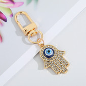 Breloc turcesc Evil Eye, strălucitor, cristal CZ, mâna lui Fatima, breloc chei pentru femei, bărbați, chei mașini, geantă, rucsac, breloc, accesorii