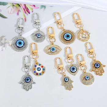 Μπρελόκ Τουρκικό Evil Eye Shiny CZ Crystal Hand of Fatima Charm μπρελόκ για γυναίκες Ανδρικά κλειδιά αυτοκινήτου Τσάντα πλάτης Αξεσουάρ μπρελόκ