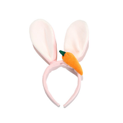 Bentita pentru urechi de iepure de animale Machiaj pentru fete Încântător bentiță din lână de miel și morcov, ornament pentru cosplay, inele, accesorii de păr la modă