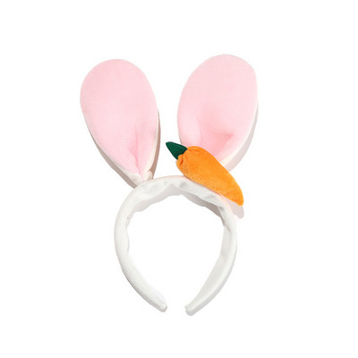 Bentita pentru urechi de iepure de animale Machiaj pentru fete Încântător bentiță din lână de miel și morcov, ornament pentru cosplay, inele, accesorii de păr la modă