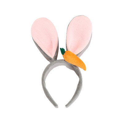Bentita pentru urechi de iepure de animale Machiaj pentru fete Încântător bentiță din lână de miel și morcov, ornament pentru cosplay, inele, accesorii de păr la modă