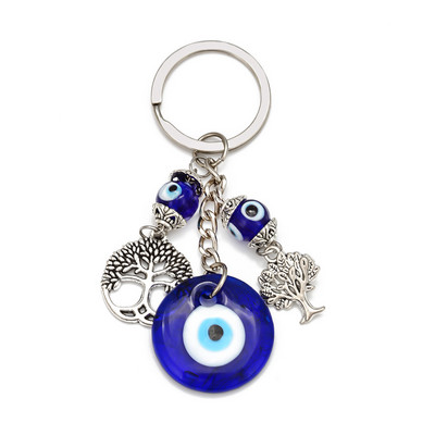 LUCKY EYE Tree Fatima Hamsa Mână Evil Eye Pandantiv Breloc de culoare argintie Inel Breloc Mașină Breloc pentru Femei Bărbați Bijuterii BE29