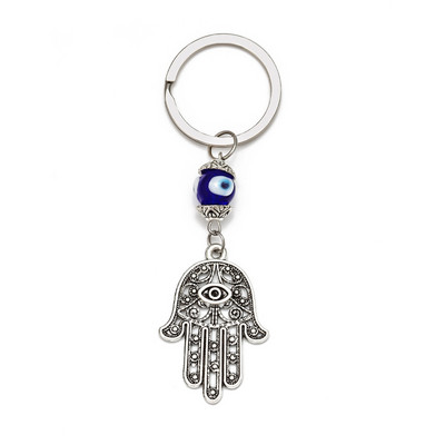 LUCKY EYE Tree Fatima Hamsa Mână Evil Eye Pandantiv Breloc de culoare argintie Inel Breloc Mașină Breloc pentru Femei Bărbați Bijuterii BE29