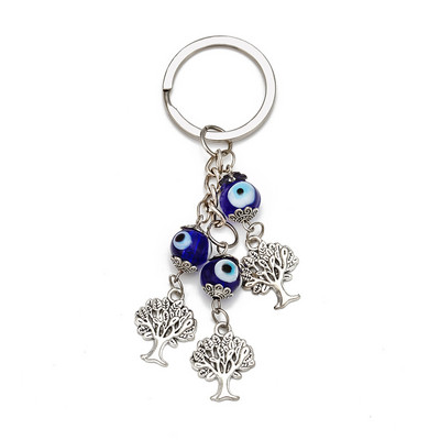 LUCKY EYE Tree Fatima Hamsa Mână Evil Eye Pandantiv Breloc de culoare argintie Inel Breloc Mașină Breloc pentru Femei Bărbați Bijuterii BE29