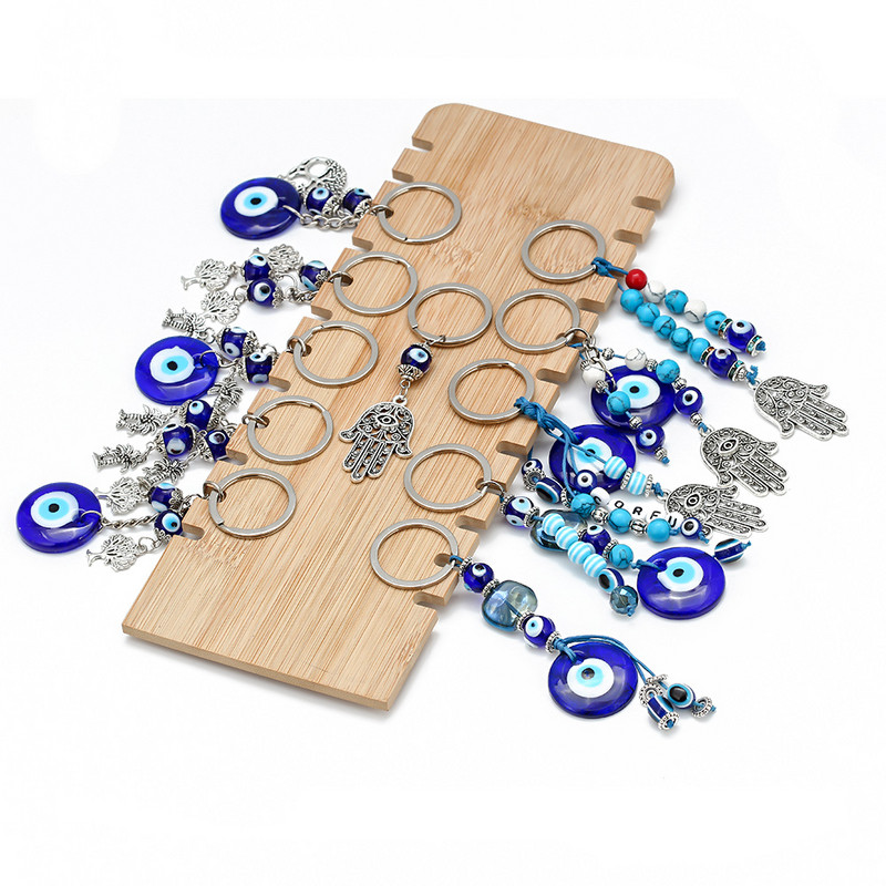 LUCKY EYE Tree Fatima Hamsa Mână Evil Eye Pandantiv Breloc de culoare argintie Inel Breloc Mașină Breloc pentru Femei Bărbați Bijuterii BE29