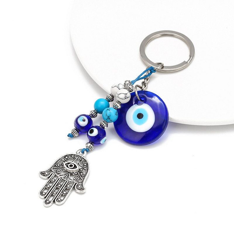 LUCKY EYE Tree Fatima Hamsa Mână Evil Eye Pandantiv Breloc de culoare argintie Inel Breloc Mașină Breloc pentru Femei Bărbați Bijuterii BE29
