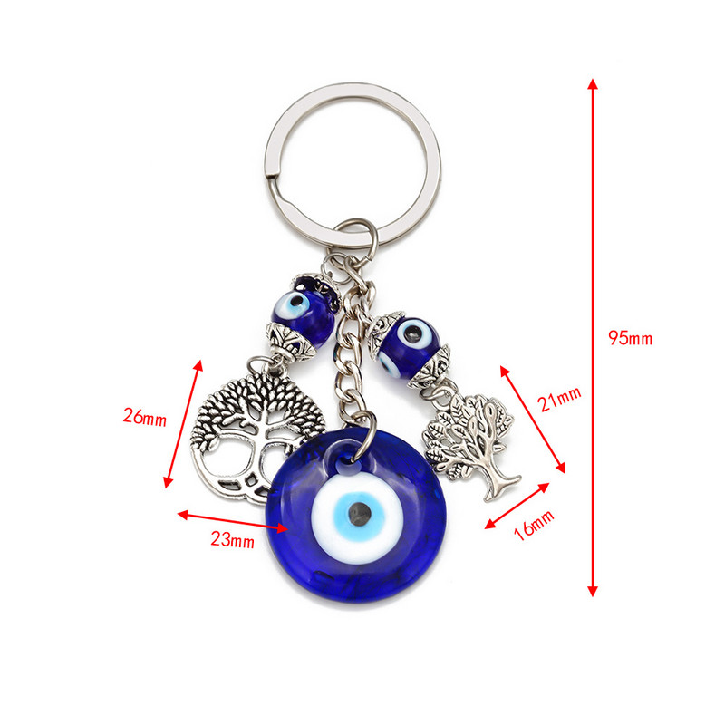 LUCKY EYE Tree Fatima Hamsa Mână Evil Eye Pandantiv Breloc de culoare argintie Inel Breloc Mașină Breloc pentru Femei Bărbați Bijuterii BE29