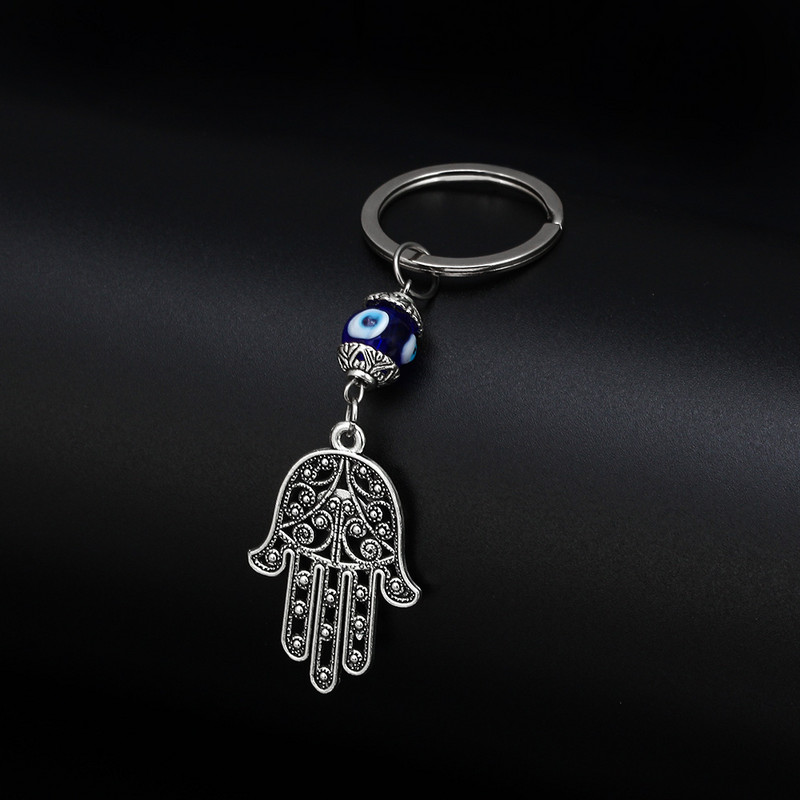 LUCKY EYE Tree Fatima Hamsa Mână Evil Eye Pandantiv Breloc de culoare argintie Inel Breloc Mașină Breloc pentru Femei Bărbați Bijuterii BE29