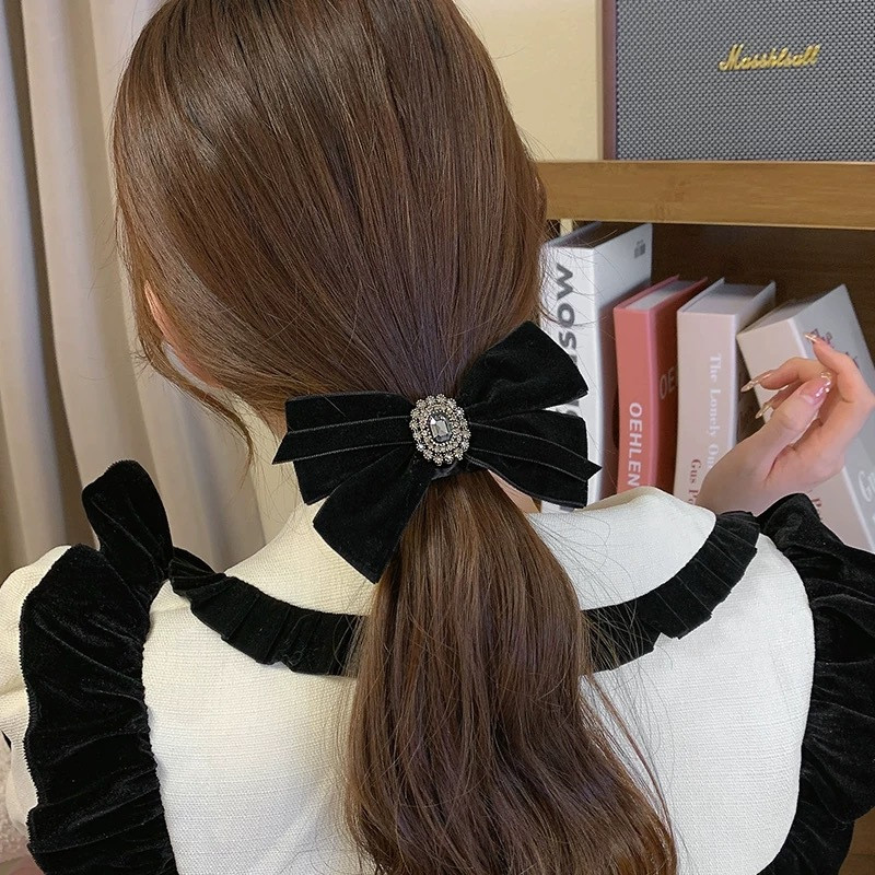 Flanelske mašne Rezine za kosu Vezice Korejski luksuzni kristalni konop Elastične gumice Držač za konjski rep Djevojački dodaci za kosu za žene