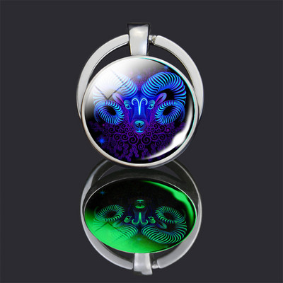 Breloc cu 12 constelații 12 semne zodiacale Luminoase cu dublu față din sticlă Cabochon Breloc Rac Leu Pandantiv Femei Cadouri de aniversare