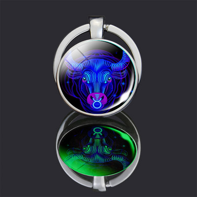 Breloc cu 12 constelații 12 semne zodiacale Luminoase cu dublu față din sticlă Cabochon Breloc Rac Leu Pandantiv Femei Cadouri de aniversare