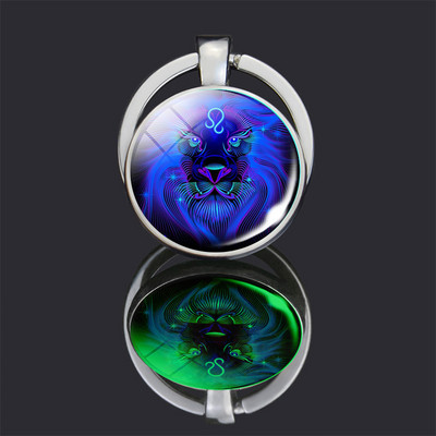 Breloc cu 12 constelații 12 semne zodiacale Luminoase cu dublu față din sticlă Cabochon Breloc Rac Leu Pandantiv Femei Cadouri de aniversare