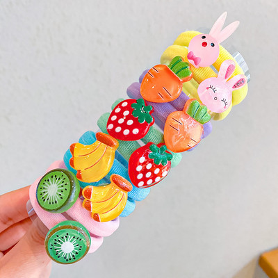 10Pcs/Set Crtane korejske gumice za kosu Dječje gumice za kosu Slatke voćne gumice Držač za rep za djevojčice Kawaii kopče za dodatke za kosu