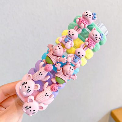 10Pcs/Set Crtane korejske gumice za kosu Dječje gumice za kosu Slatke voćne gumice Držač za rep za djevojčice Kawaii kopče za dodatke za kosu