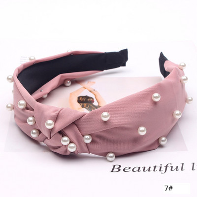 Bandă de păr cu perle înnodate de modă Accesorii pentru păr pentru femei Benzi pentru cap de petrecere coreeană Benzi pentru machiaj cu fundă pentru fete cu ridicata Nou