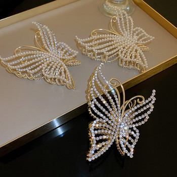 Big Butterfly Rhinestones Hair Claws Clips for Women Grasp Pearl Hair Clip and pin Girls Headwear Κορεατικά αξεσουάρ μόδας