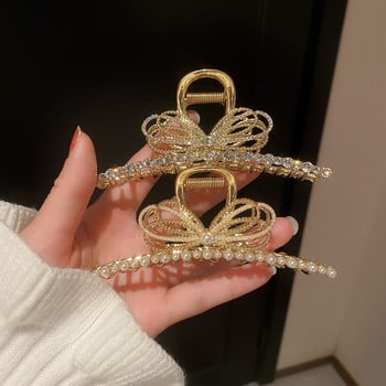 Big Butterfly Rhinestones Hair Claws Clips for Women Grasp Pearl Hair Clip and pin Girls Headwear Κορεατικά αξεσουάρ μόδας