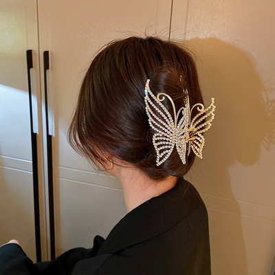 Big Butterfly Rhinestones Matu spīles Sievietēm Satveriet Pērļu Matu Saspraudes Un Pin Meiteņu Galvassegas Korejas modes aksesuāri