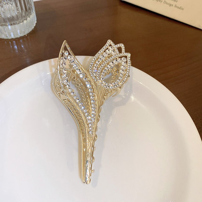 Agrafe cu gheare de păr cu strasuri mari fluture pentru femei, agrafă de păr și ace de perlă, accesorii de modă coreeană pentru fete