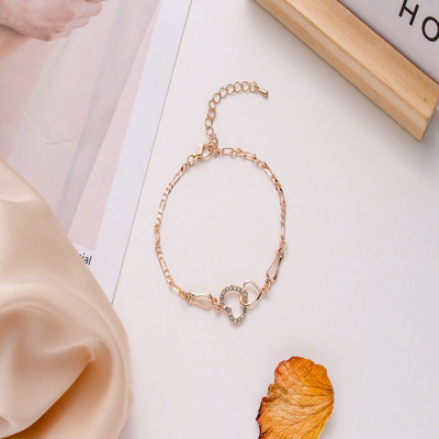 Klasikinė nerūdijančio plieno grandinėlė, dviguba širdies meilė kulkšnies apyrankė Madinga žavinga apyrankė Moterų mados vakarėlio papuošalai