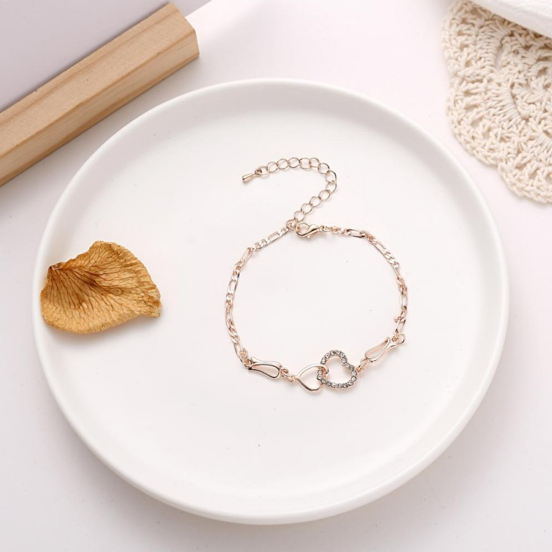 Klasikinė nerūdijančio plieno grandinėlė, dviguba širdies meilė kulkšnies apyrankė Madinga žavinga apyrankė Moterų mados vakarėlio papuošalai