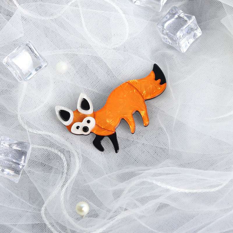 Vulpe de desene animate Broșe Animale Ace Bijuterii acrilice Femei Fete Accesorii de bijuterii Palton Cardigane Ornamente de decorare Comerț cu ridicata