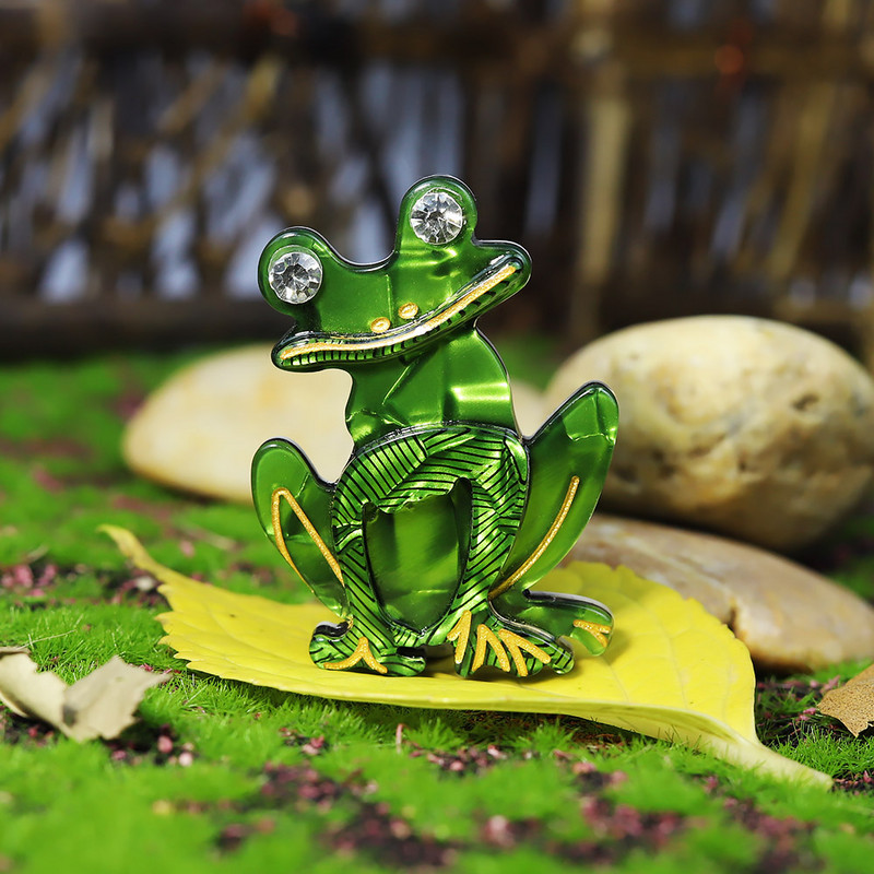 Frumusețe strasuri arcylic broaște lucrate manual broșe femei unisex petrecere cu animale ocazional broșă ace bijuterii cadouri