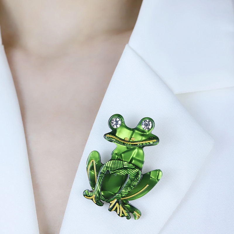 Frumusețe strasuri arcylic broaște lucrate manual broșe femei unisex petrecere cu animale ocazional broșă ace bijuterii cadouri