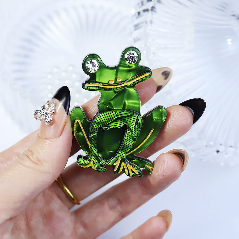 Frumusețe strasuri arcylic broaște lucrate manual broșe femei unisex petrecere cu animale ocazional broșă ace bijuterii cadouri