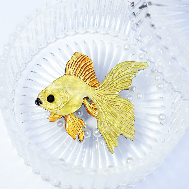 Broșe realizate manual Arcylic Vivid Goldfish Femei Portocaliu Pește Email Banchet Broșă Ace Bijuterii personalizate Accesorii en-gros