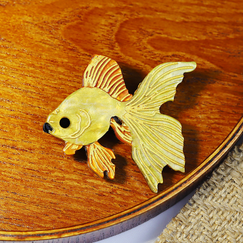 Broșe realizate manual Arcylic Vivid Goldfish Femei Portocaliu Pește Email Banchet Broșă Ace Bijuterii personalizate Accesorii en-gros
