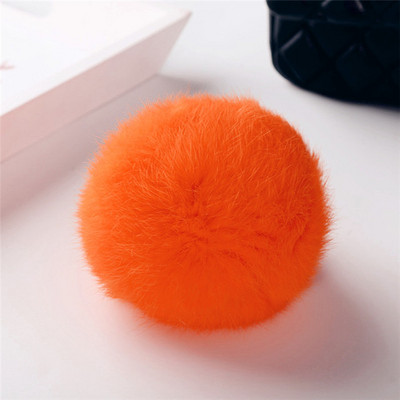 Breloc cu pompon cu bile de blană de iepure, pufos, pufos, pentru femei, fete