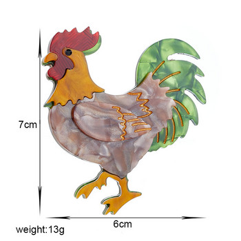 MEYRROYU Брошки с цветен петел Дамски стилни значки от акрилен материал Сладки коледни подаръци Игли Аксесоари Бижута Брошь