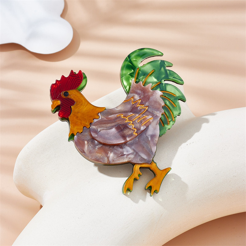 MEYRROYU Broșe de cocoș colorate, pentru femei, din material acrilic, insigna de animale drăguțe, cadouri de Crăciun, ace accesorii, bijuterii, Брошь