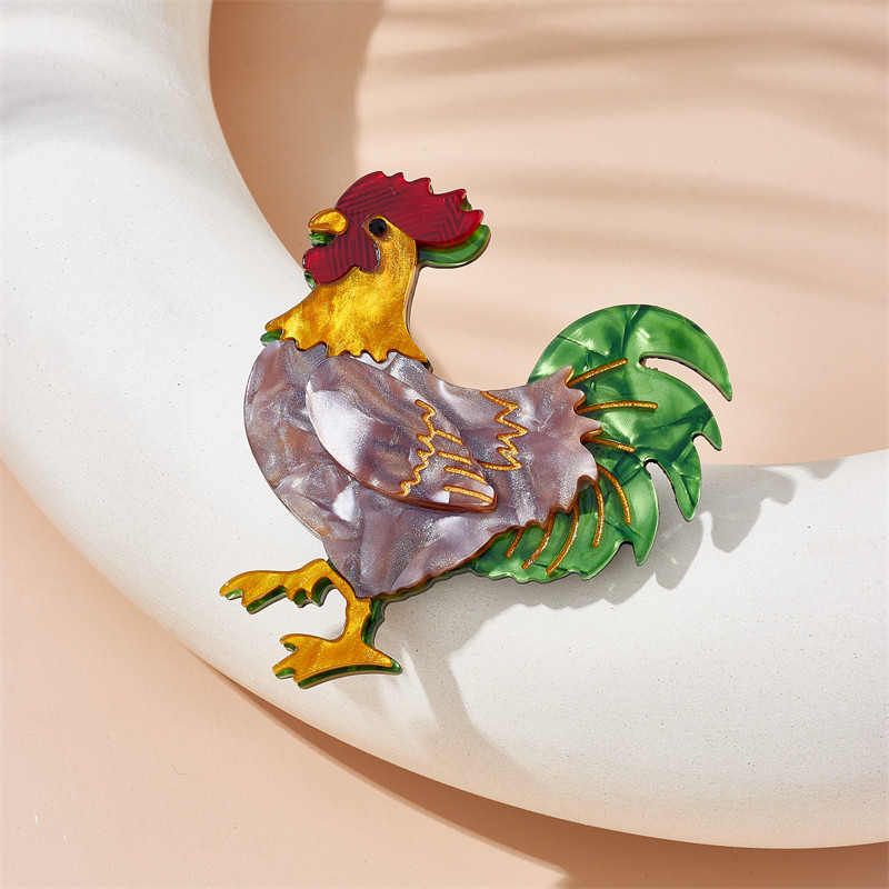 MEYRROYU Broșe de cocoș colorate, pentru femei, din material acrilic, insigna de animale drăguțe, cadouri de Crăciun, ace accesorii, bijuterii, Брошь