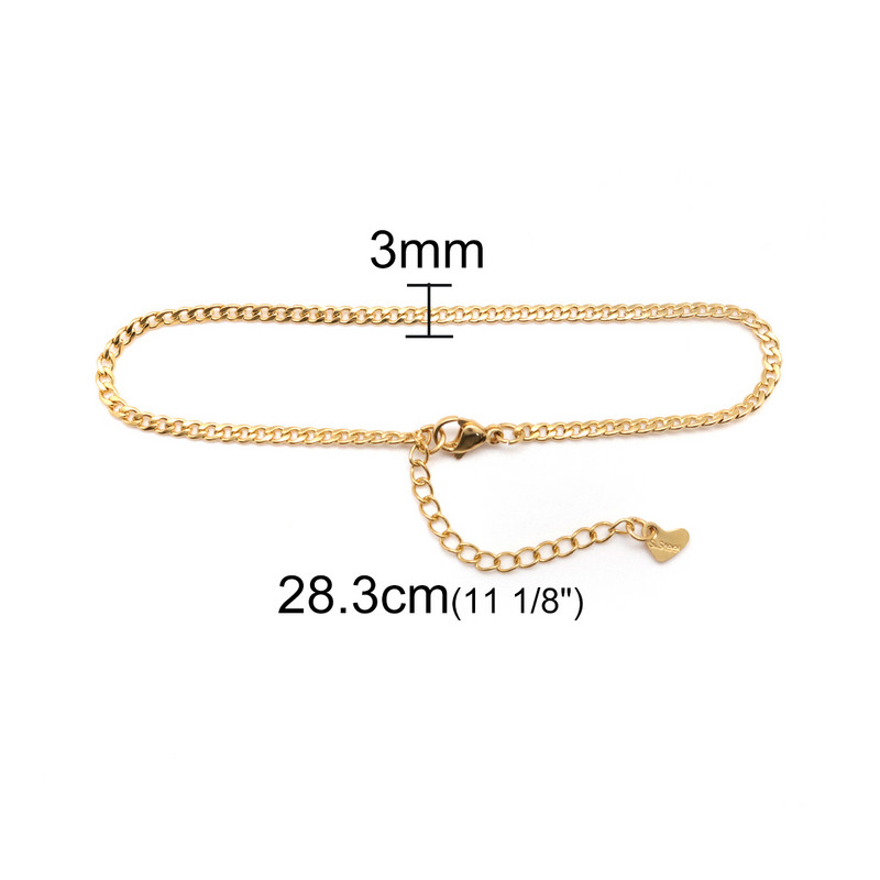 gleznă din oțel inoxidabil 304 de culoare aurie cu lanț rotund de gleznă Brățară pe picior Bijuterii Cadou pentru femei Bijuterii pentru picioare Cool, 1 bucată